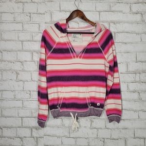 5 For $50🔥  AEO pink stripe v-neck boho beach sweatshirt